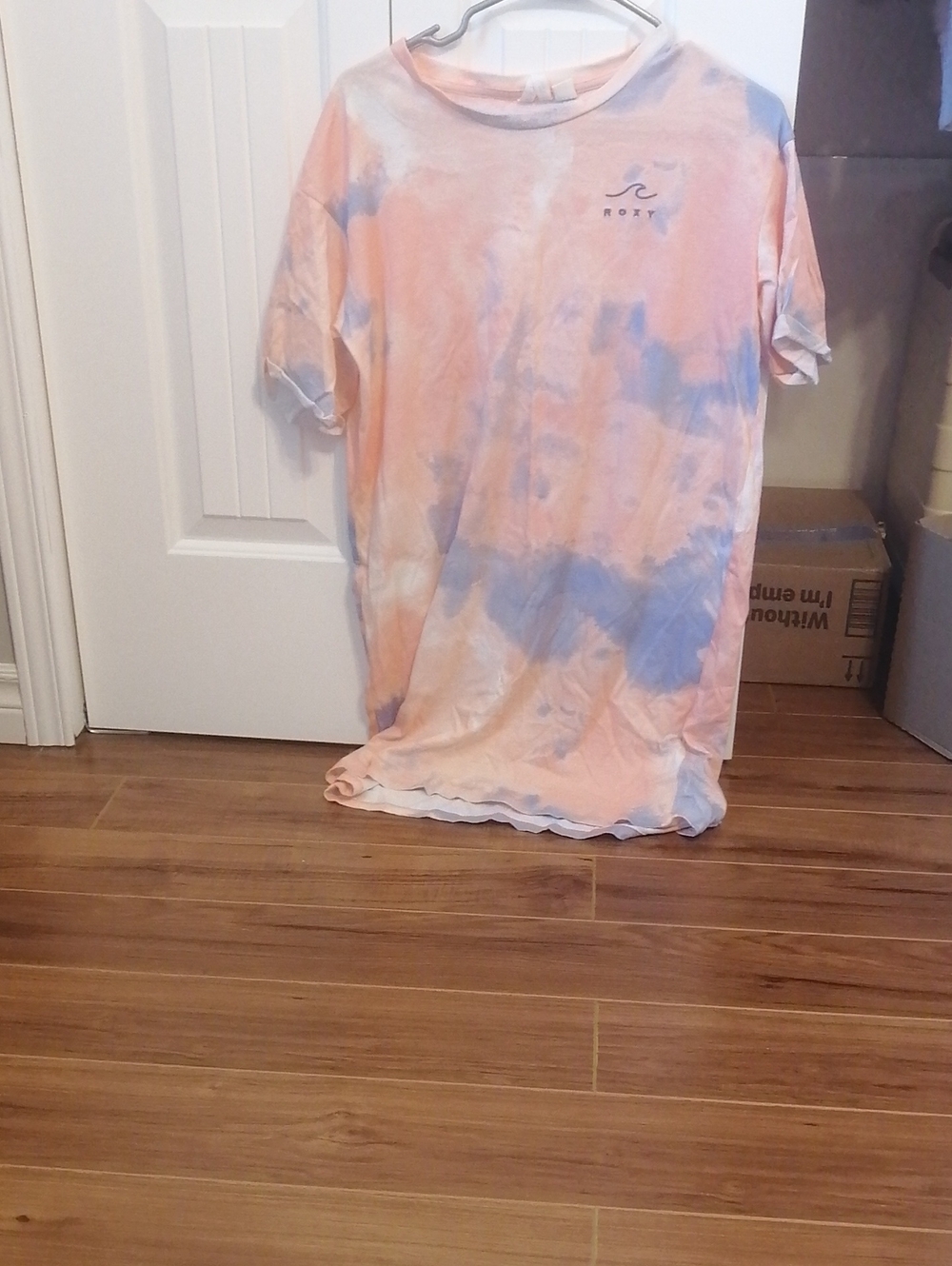 Roxy Girls Peach and Light Blue Tie-Dye Short Sleeve Tee